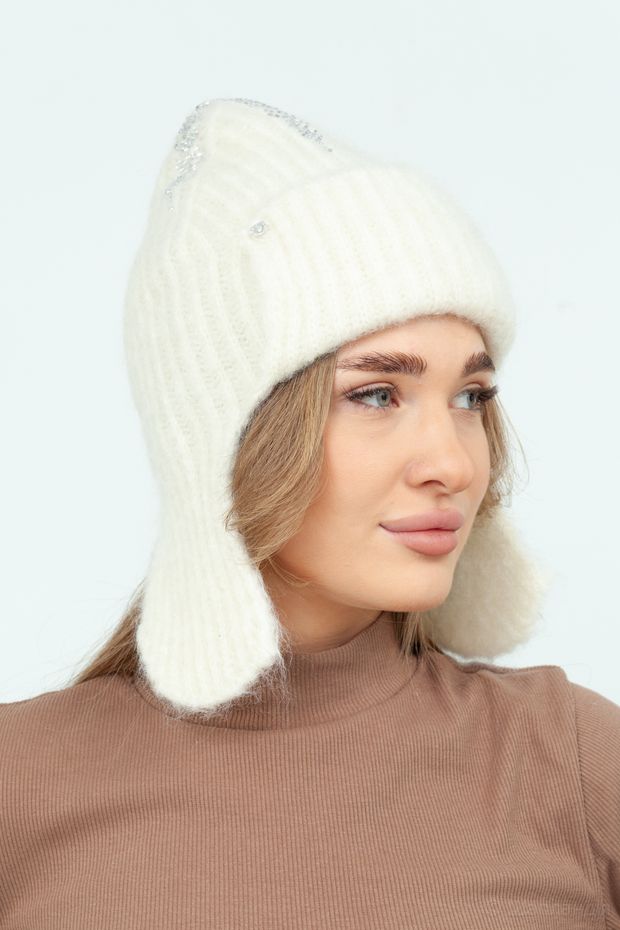 1121 UO Ушанка (Молочный / 57-58 / 2 / 30х30х6 / 57 / Кремовый / Шерсть / 0.3)