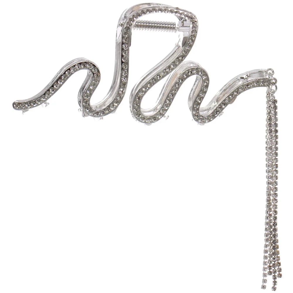 Заколка - краб для волос со стразами на блистере «ДЕ Палма», вензеля, цвет золото и серебро, 11*5,5см (пакет с подвесом)