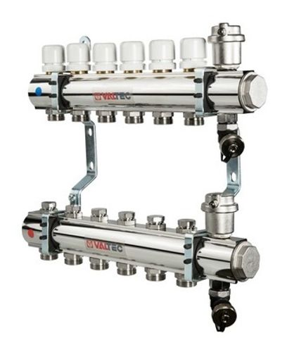 Коллекторный блок Valtec 1"х3/4" 8 выходов (латунь) VTc.594.EMNX.0608