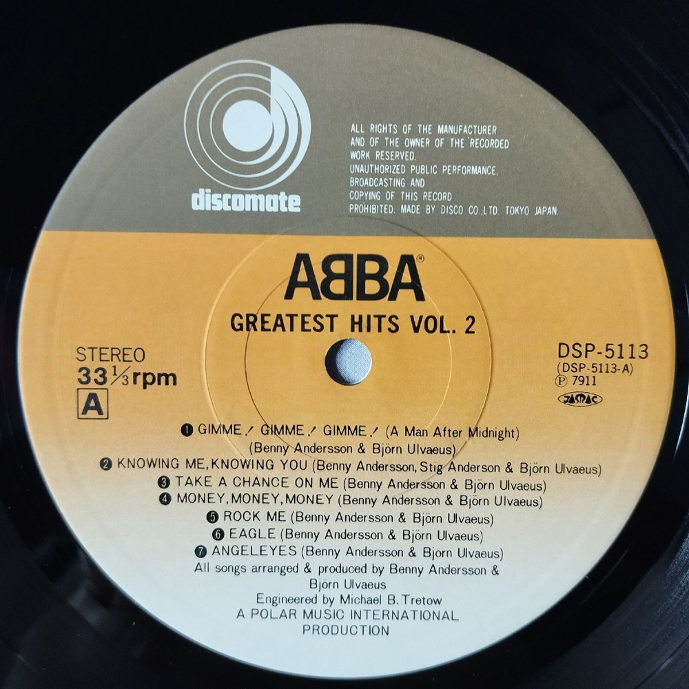 Винтажная виниловая пластинка LP ABBA АББА Greatest Hits Vol. 2 (Japan 1979) (No Obi) Take A Chance On Me