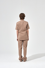 Рубашка китель с прямой застежкой мокко, короткий рукав