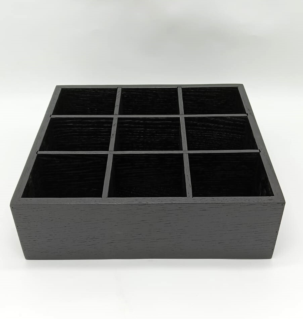 Органайзер для чайных пакетиков со съемными секциями;дуб;черный; H=80,L=272,B=272мм.