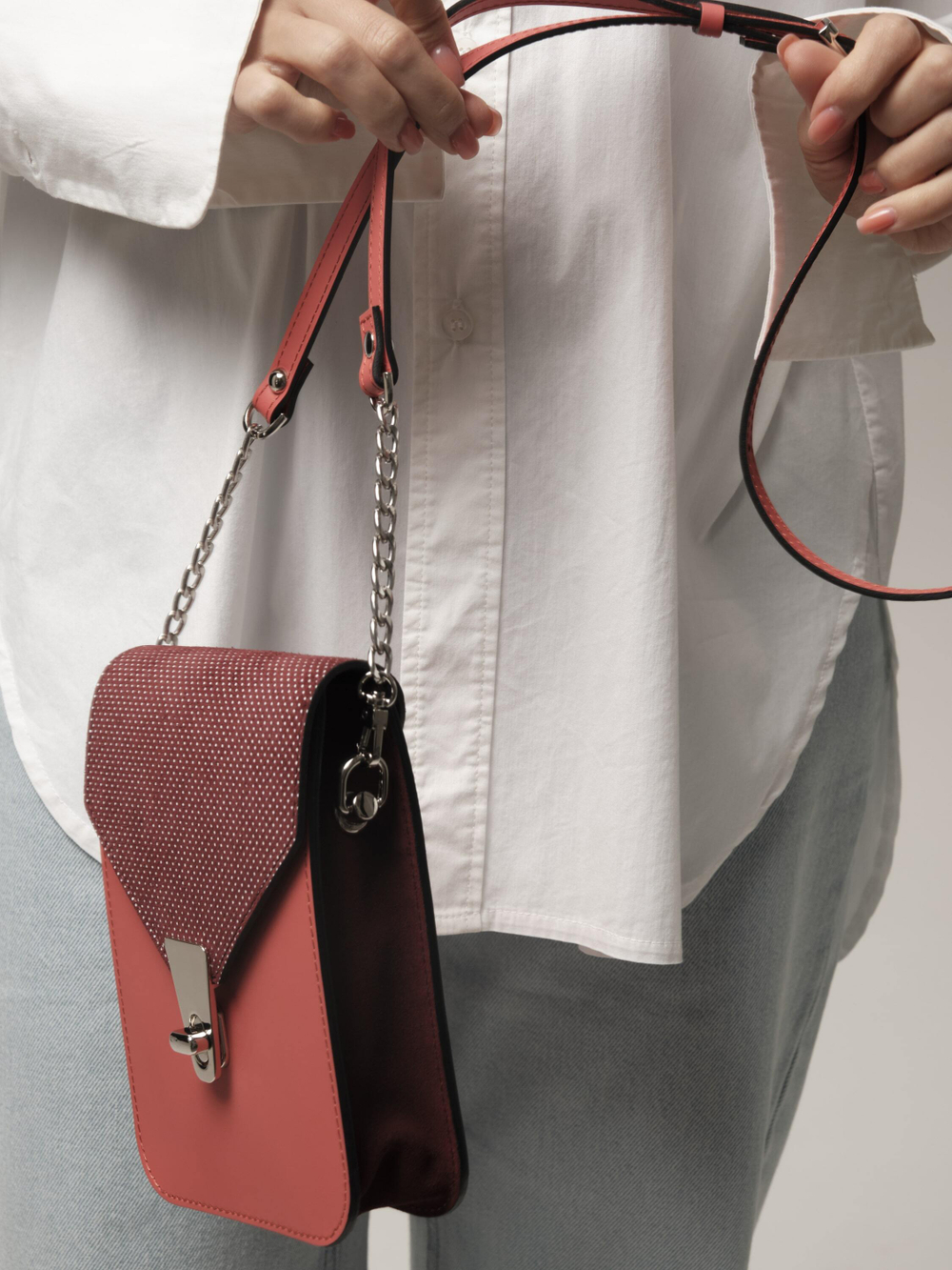 Сумка замшевая кросс-боди роз.флам/бордо