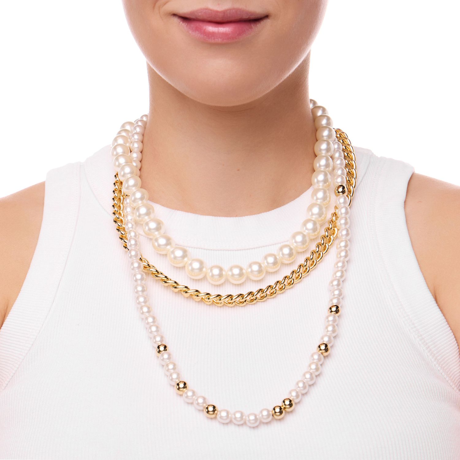 Колье Golden Layered Necklace With Pearls