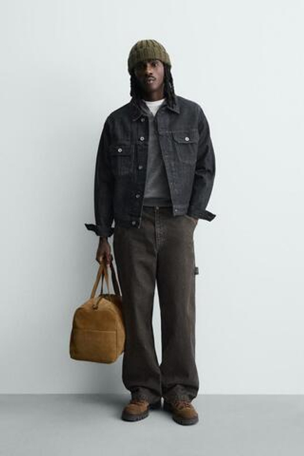 ZARA БРЮКИ RELAXED FIT С ФЛОКИРОВАННЫМИ ПОЛОСКАМИ, ЗЕЛЕНЫЙ