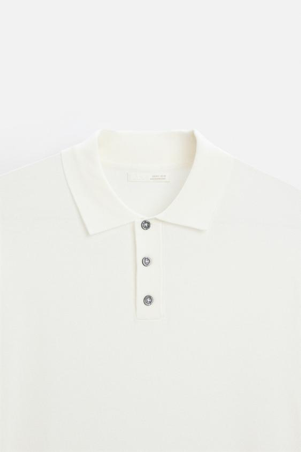 ZARA ПОЛО ИЗ СМЕСОВОЙ ВИСКОЗЫ, ЖЕЛТОВАТО-БЕЛЫЙ