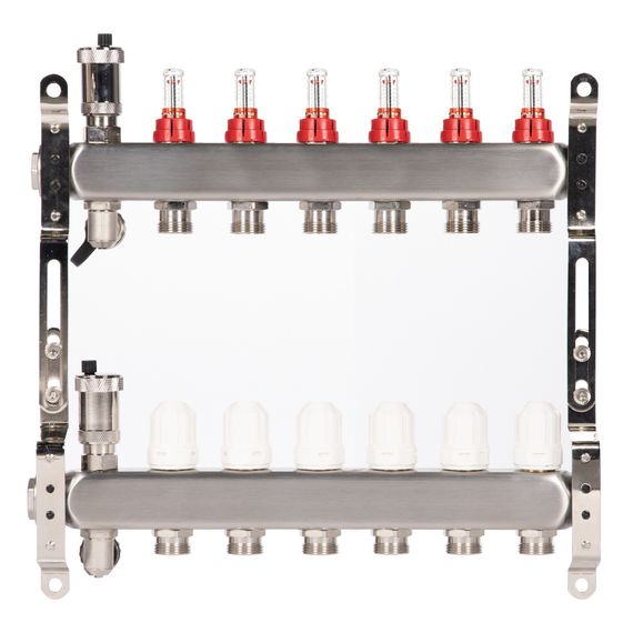 Коллектор Royal Thermo нерж. в сборе с расходомерами 1 ВР-3/4 НР с автомат. воздухоотвод-ми 6 вых. купить в Москве и Московской области по низкой цене с доставкой по России — (6) Коллектор Royal Thermo нерж. в сборе с расходомерами 1 ВР-3/4 НР с автомат. воздухоотвод-ми 6 вых. — (6)