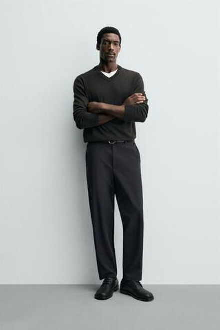 ZARA БРЮКИ REGULAR FIT КОМФОРТНОЙ ПОСАДКИ, МОРСКОЙ СИНИЙ