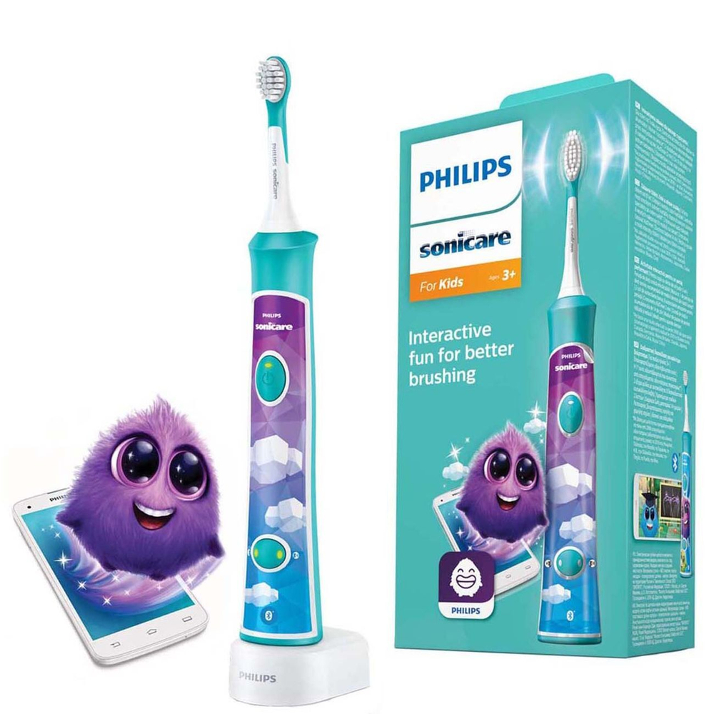 Электрическая зубная щетка Philips Sonicare For Kids HX6322/04, белый, голубой