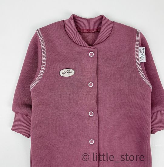 Комбинезон из футера с начесом "Смайлики" Винный, с закрытыми ножками