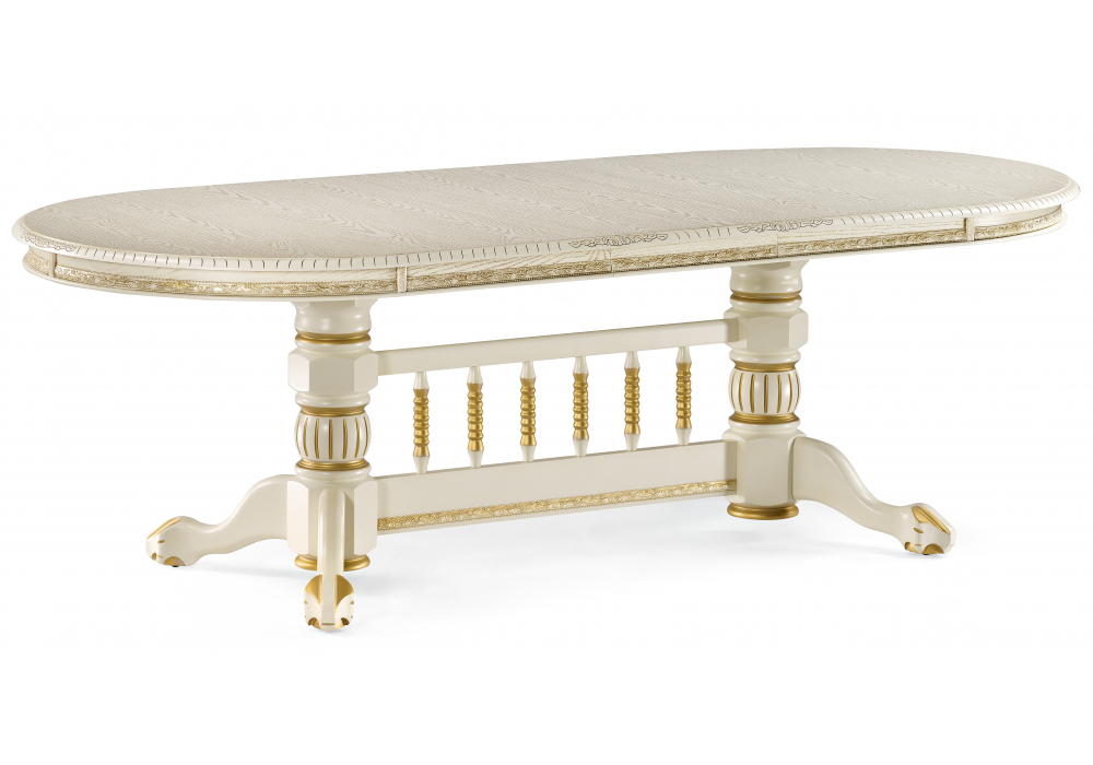 Стол деревянный Woodville Кантри крем с золотой патиной