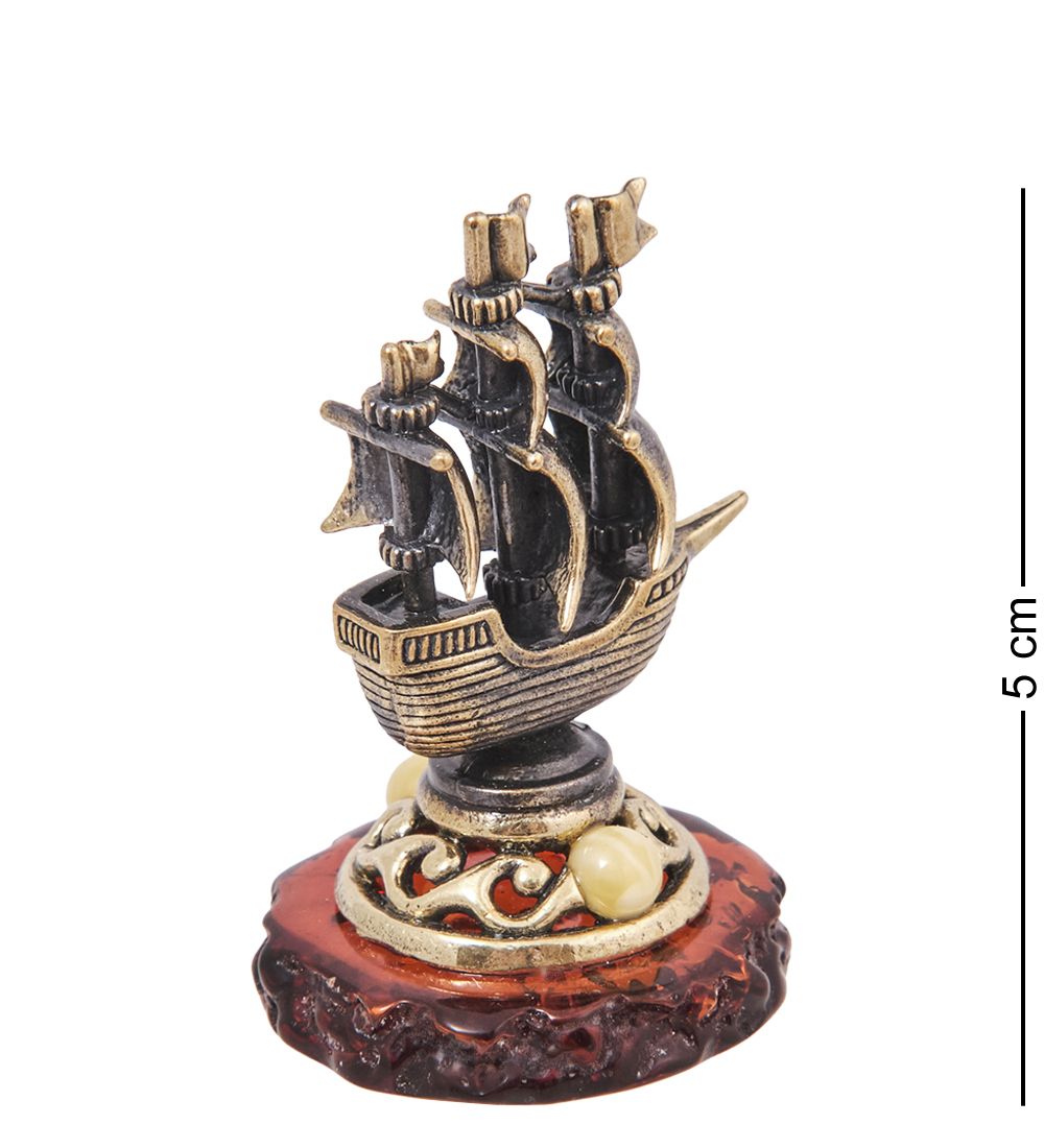 Народные промыслы AM-4122 Фигурка «Корабль Алые Паруса» (латунь, янтарь)