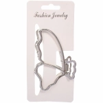 Заколка - краб для волос на блистере «PREMIUM», бабочка, цвет серебро и золото, 7,5см