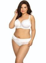 Бюстгальтер plus size с эффектной вышивкой на чашках (Размер: 95G) (Цвет: белый)