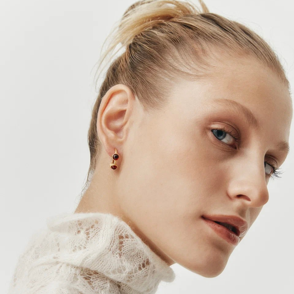 Серьги КОЛТ позолота с гранатами