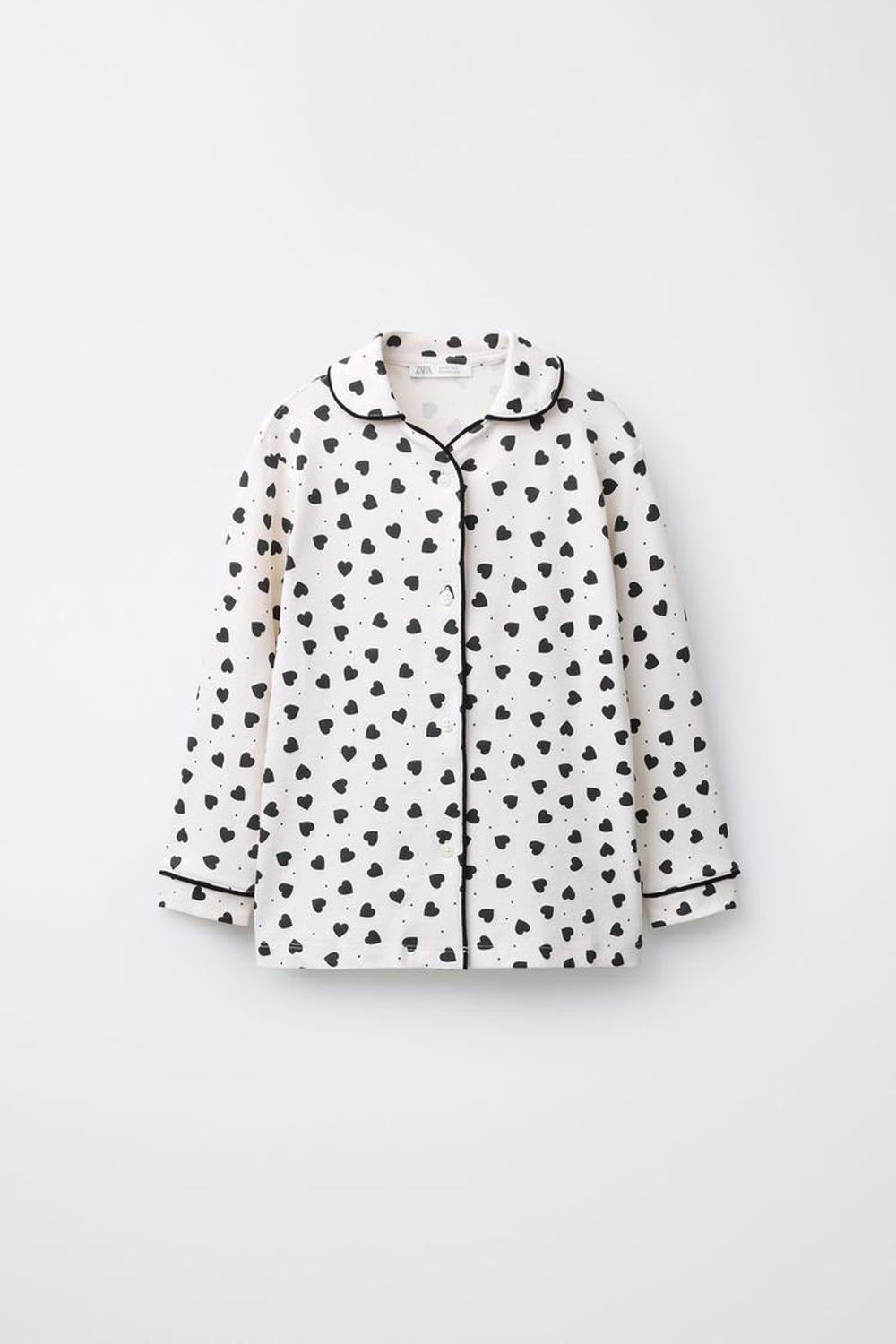 ZARA ПИЖАМА С ПРИНТОМ «СЕРДЦА», ЧЕРНЫЙ/ЭКРЮ