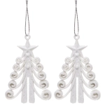 Подвески в блестках «Елочка кудрявая» 7 см (набор 2шт), белый