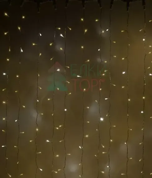 Светодиодный занавес с белым бликующим диодом 2*3 м, 220V., 600 теплых белых LED ламп, прозрачный ПВХ, Beauty Led (PCL600BLW-10-2WW)