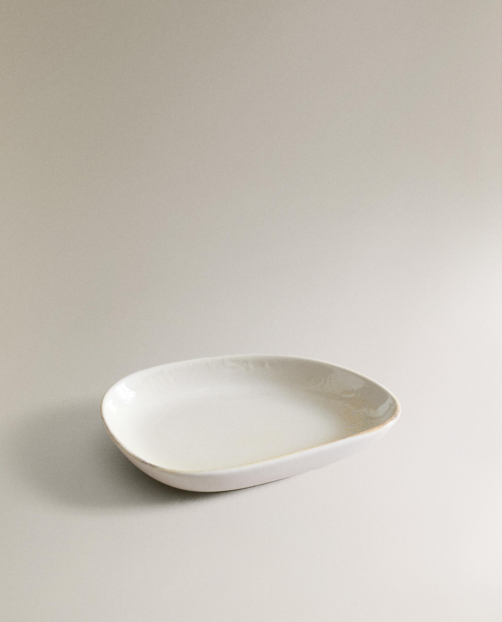 Zara Home тарелка из каменной керамики, цвет бежевый, 14 см