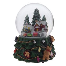 GAEM Фигурка декор в стекл шаре "Домики" (подсв, муз, вьюга, AAAх3 н/п), D 9.5 см, L11,5 W11,5 H15,5 см