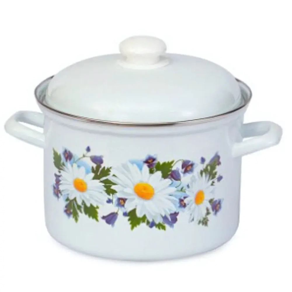 Кастрюля эмалированная 1,5л «Ромашковое поле» 3908АП/4