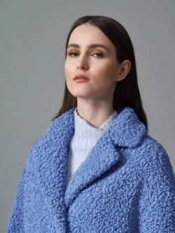 Шуба искусственная тедди чебурашка, голубая, SilverFox