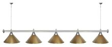 Лампа STARTBILLIARDS 5 пл. (плафоны медь,штанга золотая,фурнитура золото)
