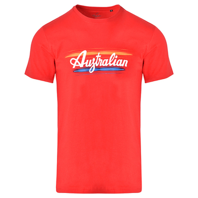 Мужская теннисная футболка Australian Cotton T-Shirt Brush Line Print - rosso vivo
