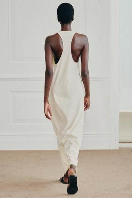 ZARA ДЛИННОЕ ХЛОПКОВОЕ ПЛАТЬЕ, ЭКРЮ