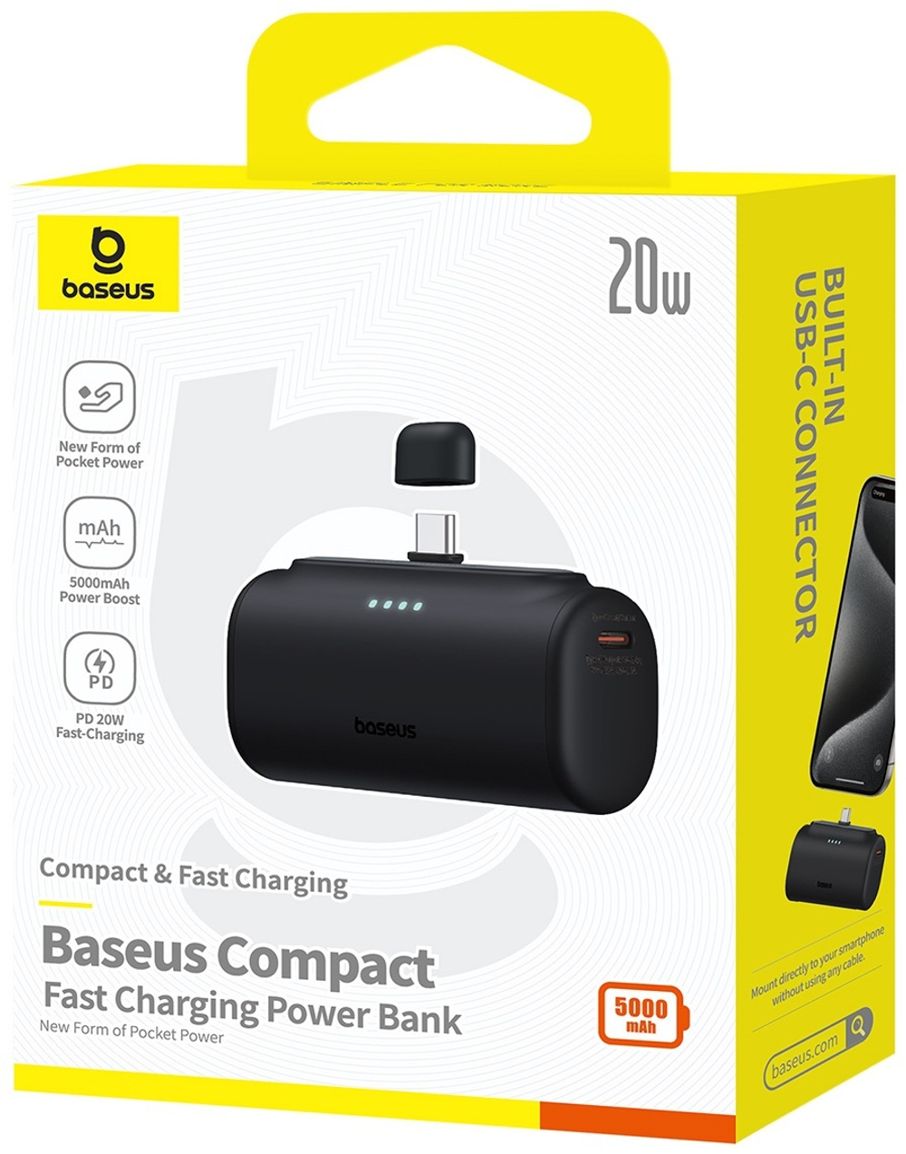 Внешний аккумулятор Baseus Compact 2C 20W P10068306113-00 5000 мАч черный