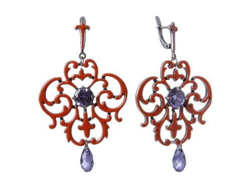 "Алансон" серьги в серебряном покрытии из коллекции "Кутюр" от Jenavi с английским замком