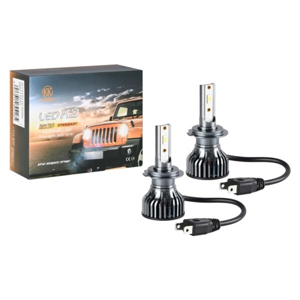 Лампа H7 12V LED 60W/3000LM 6500K 2 шт (со встр. вентилятором) (КurumaKit)