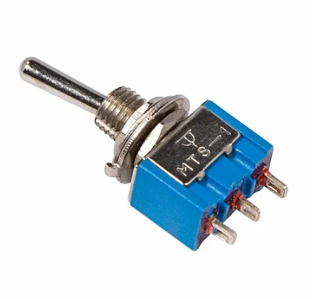 Тумблер MTS-103 3с, нейтраль, синий ON-OFF-ON