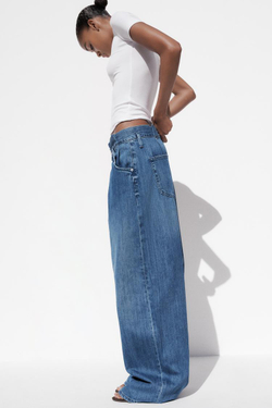 ZARA ФУТБОЛКА ИЗ ВИСКОЗЫ С КОРОТКИМИ РУКАВАМИ, БЕЛЫЙ