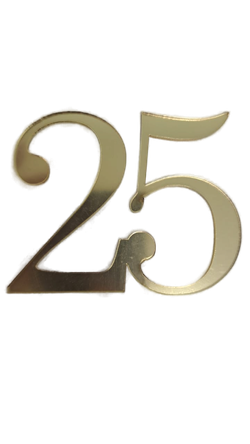Топпер без шпажки цифра «25» золото 7*6 см