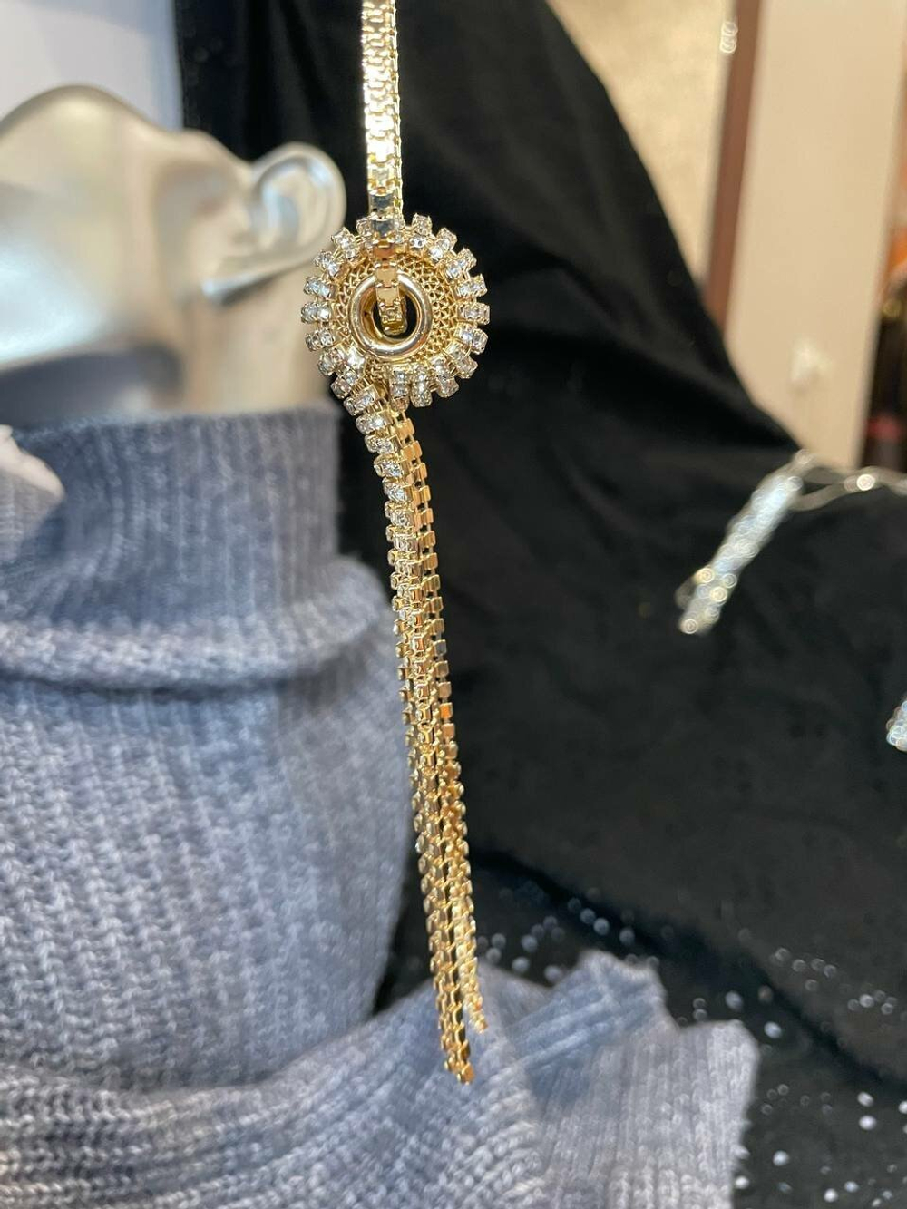 Кулон. Подвеска со стразами "Лучезарный узел" Цвет золото