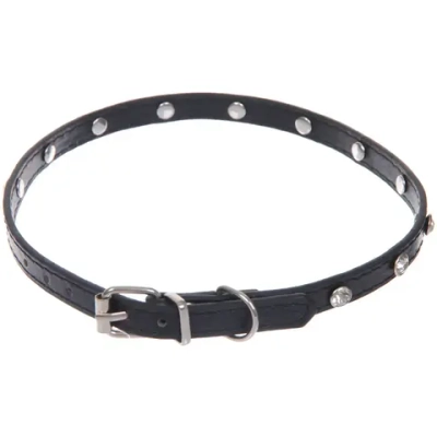 Ошейник для собак и кошек со стразами «На стиле», цвет черный, 1см, размер L, 39*44см (лейбл)