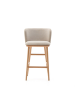 Ciselia Полубарный стул из бежевого шенилла и ясеня в натуральной отделке