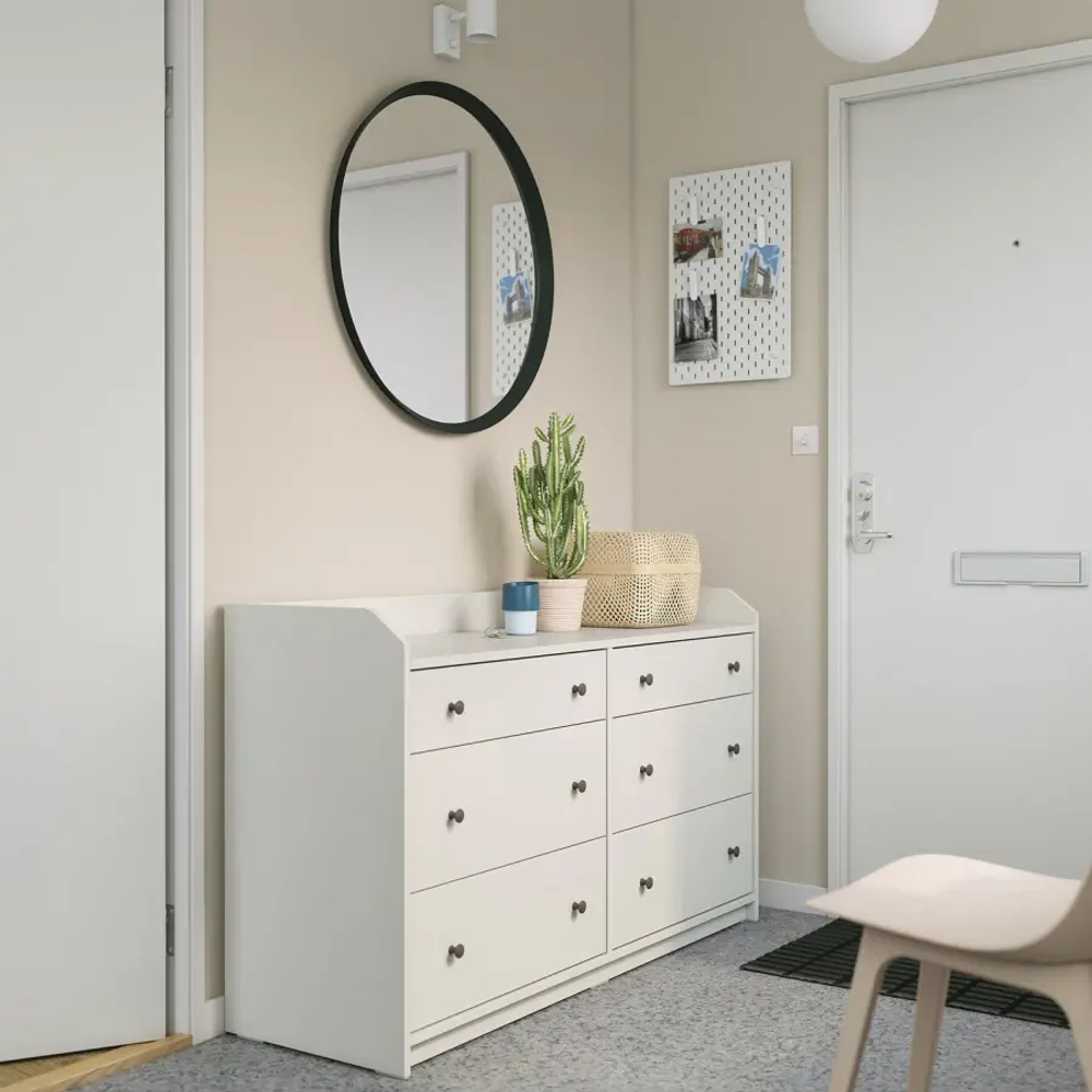Комод с 6 ящиками - IKEA HAUGA, 138x84 см, белый ХАУГА ИКЕА