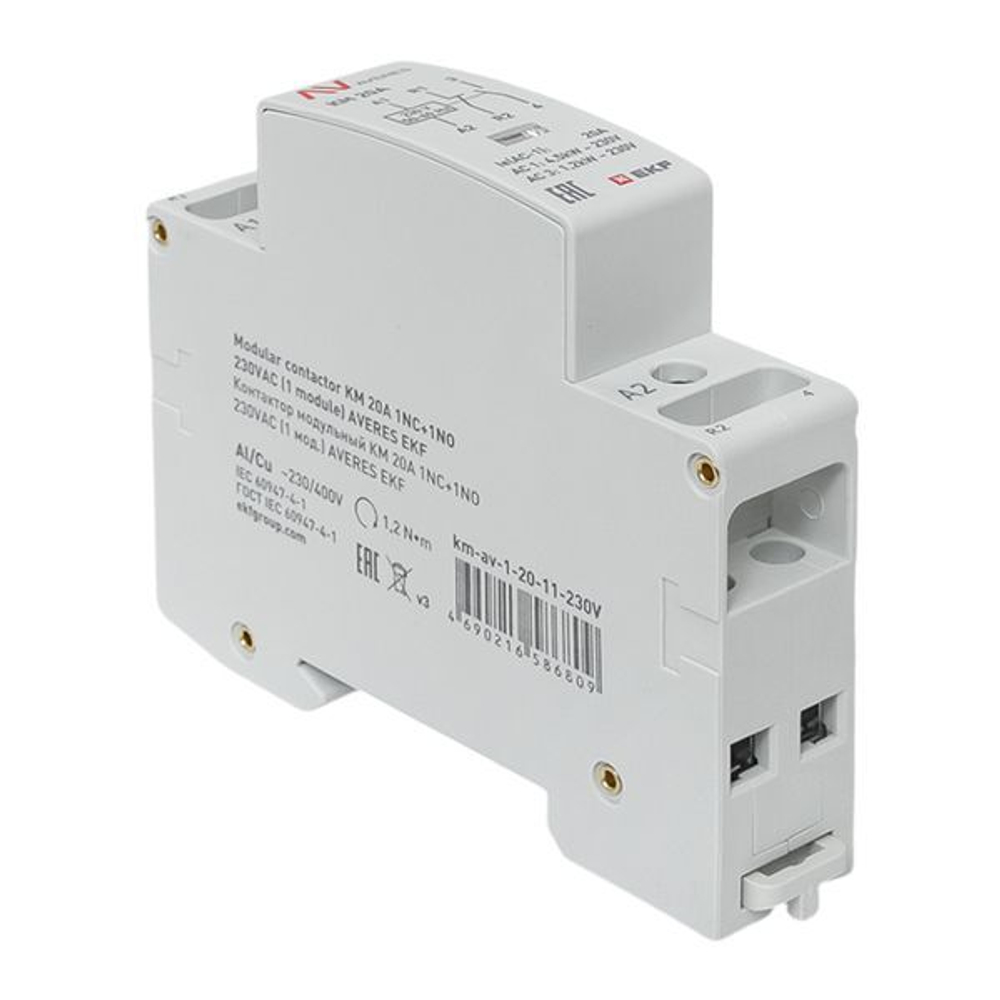 Контактор модульный EKF km-av-1-20-11-230V