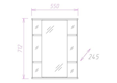 Зеркальный шкаф Onika ГЛОРИЯ 55.01 правый