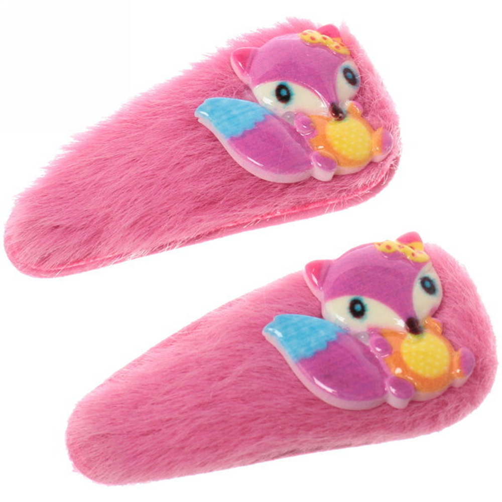 Зажимы для волос детские 2 шт «Boom- Лисичка Соня», микс 4 цвета, 5,5*2,5 см