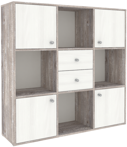 Стеллаж КарИВи Джери Бетон Белое Дерево