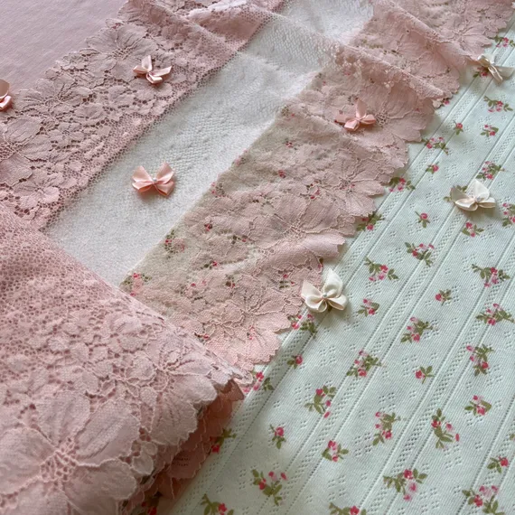 Кружево эластичное персик 22 см, Китай