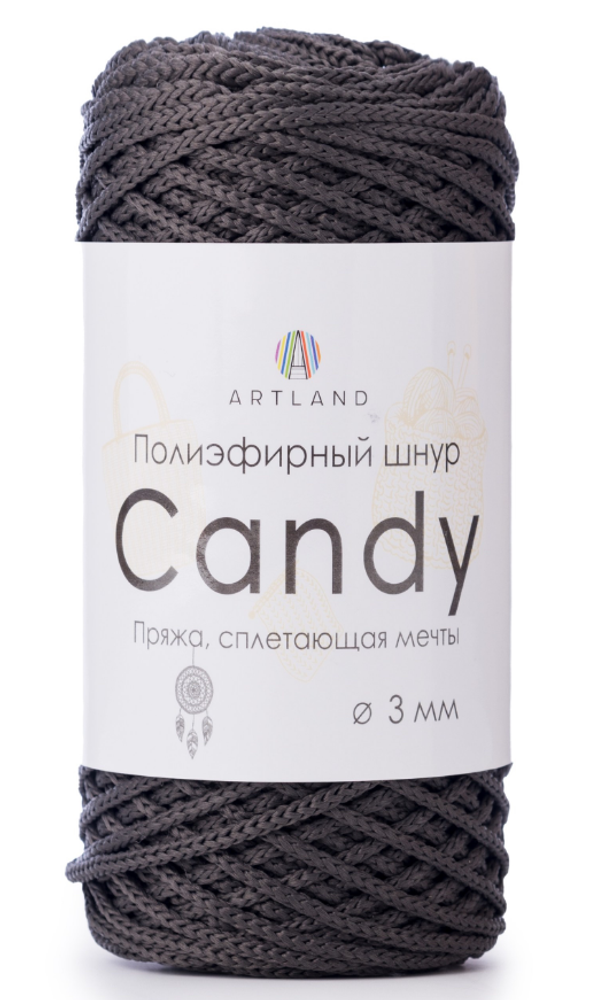 Полиэфирный шнур Candy 3 мм, 200 гр, 100м, т. графит