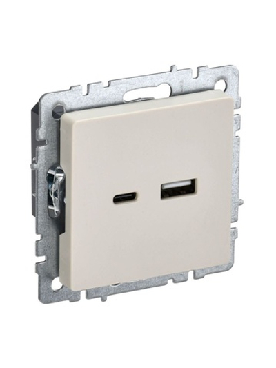 Розетка BRITE USB A+C 18Вт РЮ11-1-БрКр механизм беж. IEK BR-U22-018-K10
