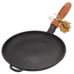 Блинница чугун, 22 см, Maysternya, чер, 220-25, деревян.ручка, индукц
