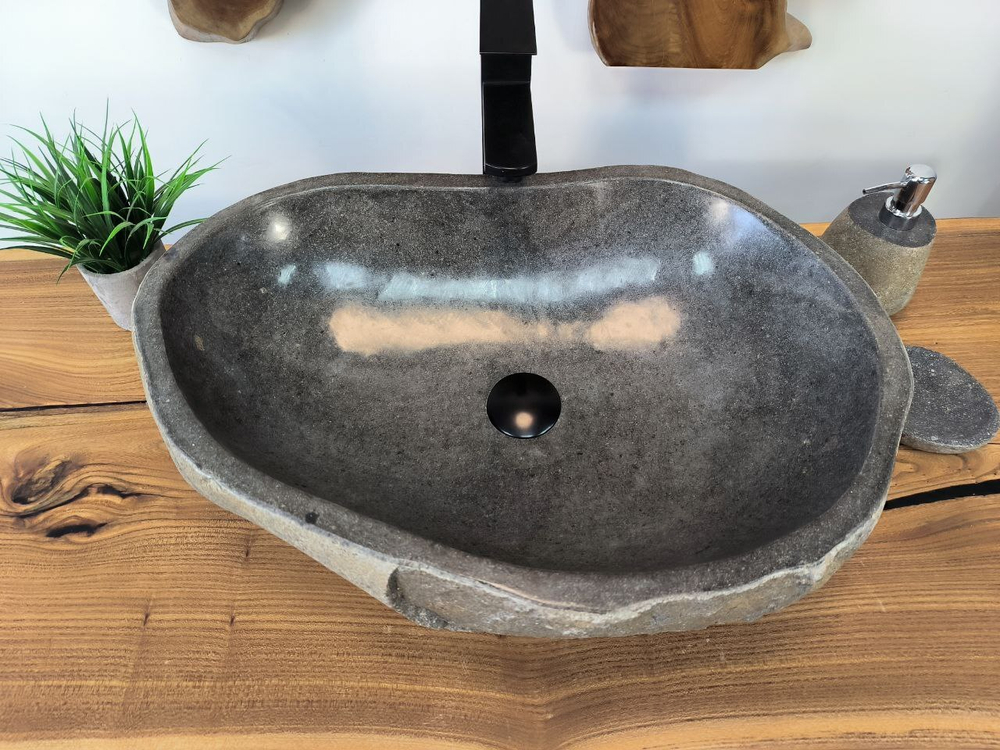 Раковина из речного камня RS-65804 60х42х15 из натурального камня