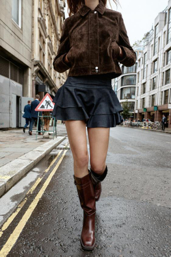 ZARА ЮБКА-ШОРТЫ С ВОЛАНАМИ, СИНИЙ