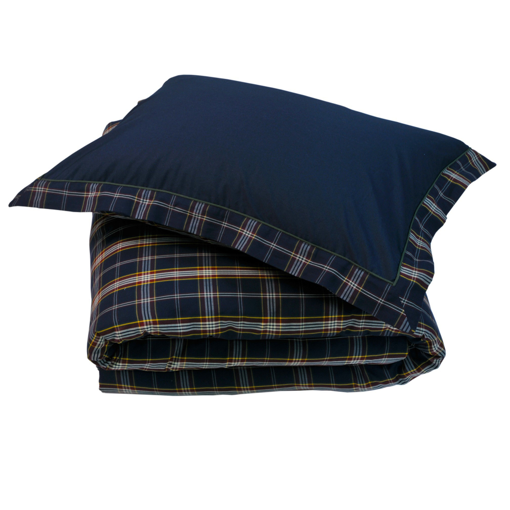 Постельное белье 2 спальное евро макси Casual Avenue Oxford Navy Tartan темно-синее